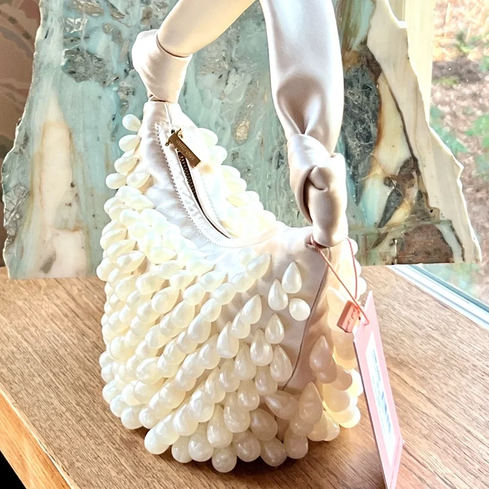 🌺🎉HP🌺 NWT Cult Gaia Gia Satin Shoulder Bag Ivory - Picture 7 of 16